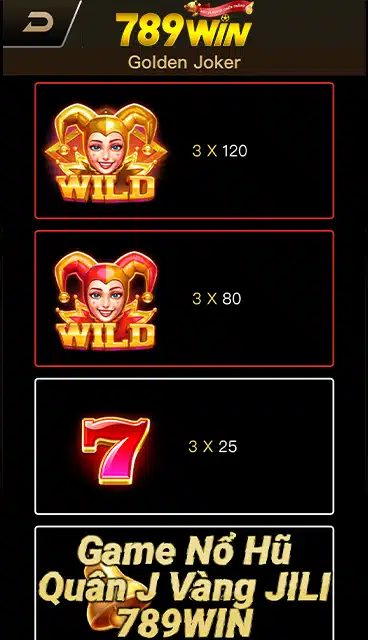 Bảng Trả Thưởng Golden Joker